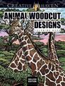Creative Haven Deluxe Edition Animal Woodcut Designs Coloring Book: Striking Designs on a Dramatic Black Background